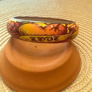 Enamel “Love” with roses bangle bracelet